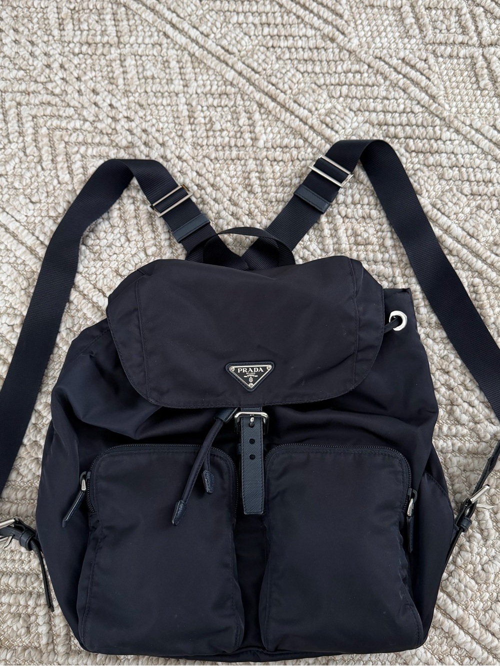 Prada Blue Nylon Tessuto with Front Pockets
